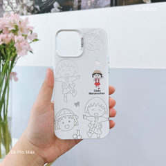 ** Ốp IP 14 Pro Max lưng cứng Chibi Marukochan màu viền nhám