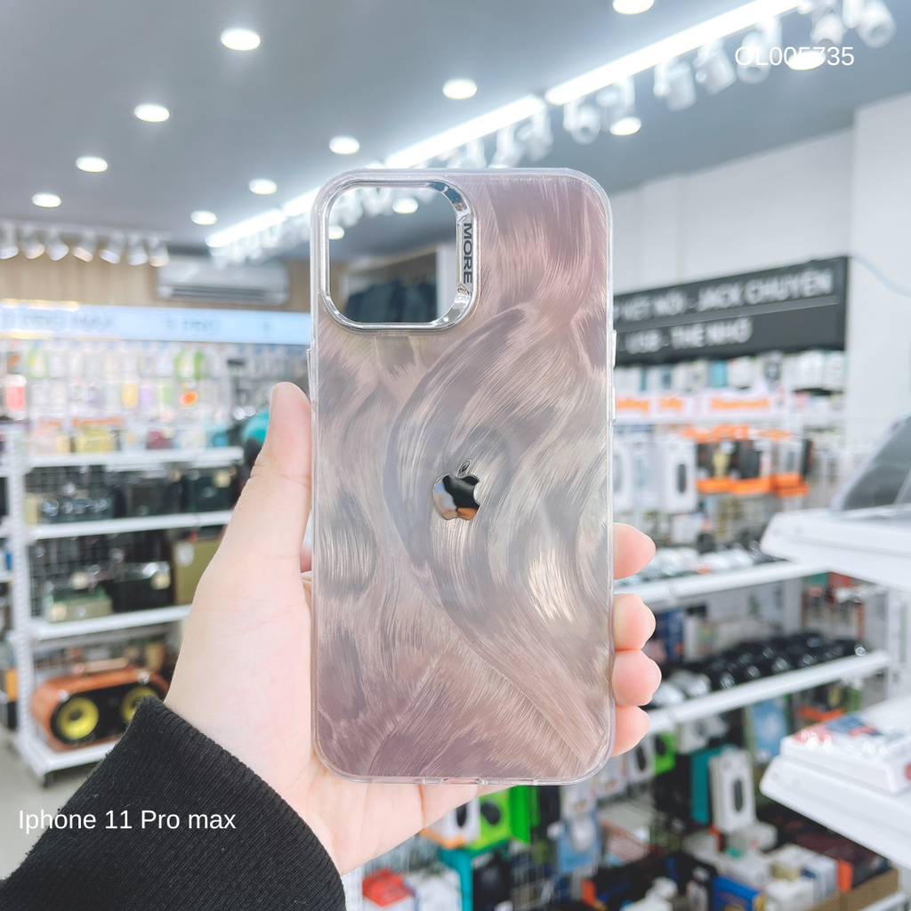 Ốp IP 11 Pro Max ánh vân sóng trơn kèm logo