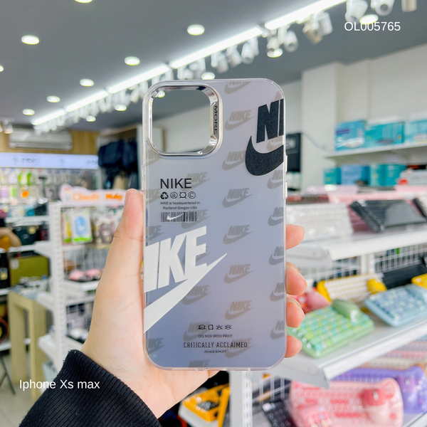 Ốp IP Xs Max tráng bạc nhiều Nike trắng camera more