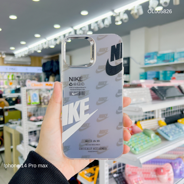 Ốp IP 14 Pro Max tráng bạc nhiều Nike trắng camera more