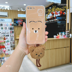 ** Ốp IP 7+ dẻo in Bear ví card kèm dây