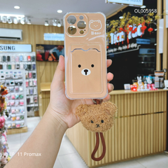 ** Ốp IP 11 Pro Max dẻo in Bear ví card kèm dây