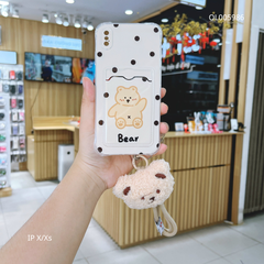 ** Ốp IP X dẻo in Bear chấm bi ví card kèm dây