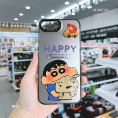 ** Ốp IP 7+ nhám bạc in Shin ôm Gấu Happy