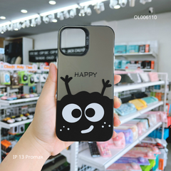 Ốp IP 13 Pro Max nhám bạc Than đen Happy