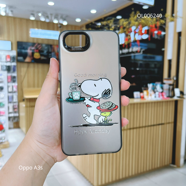 Ốp Oppo A3s nhám bạc in hình Cún Good morning