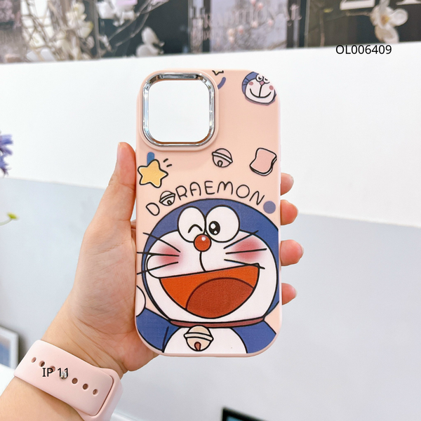 ** Ốp IP 11 6.1 Silicon in Doraemon nền Hồng