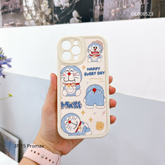 ** Ốp IP 15 Pro Max Vân da sần in Doraemon Happy everyday