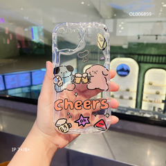 ** Ốp IP 7+ dẻo trong in 2 bé Cún Cheers viền sóng