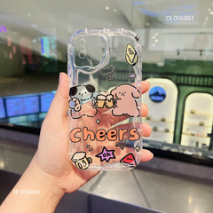 ** Ốp IP Xs Max dẻo trong in 2 bé Cún Cheers viền sóng