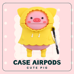 ** Case Airpods 1/2 dẻo chú heo hồng mặc Hoodie