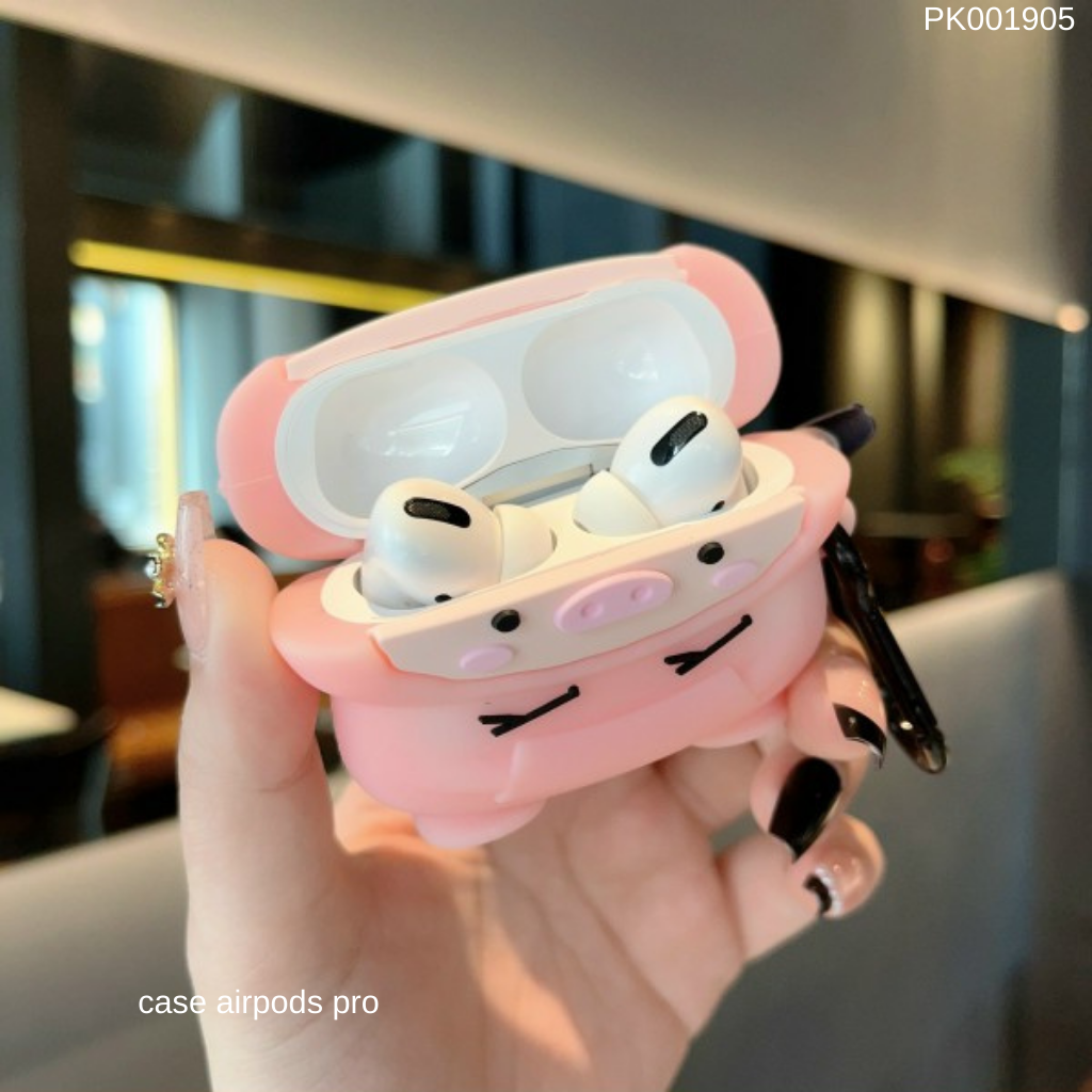 ** Case Airpods Pro dẻo Heo hồng tay cây