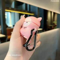 ** Case Airpods Pro dẻo Heo hồng tay cây