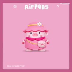 ** Case Airpods Pro 2 Heo hồng đội mũ