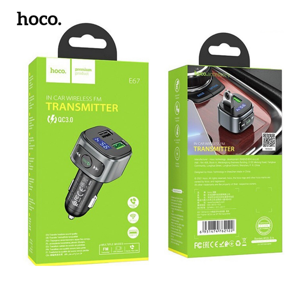 Sạc xe hơi Hoco E67 USB QC3.0 + Bluetooth