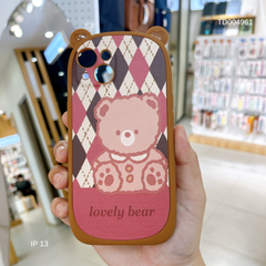 ** Ốp IP 13 6.1 da sần tai Gấu Lovely bear