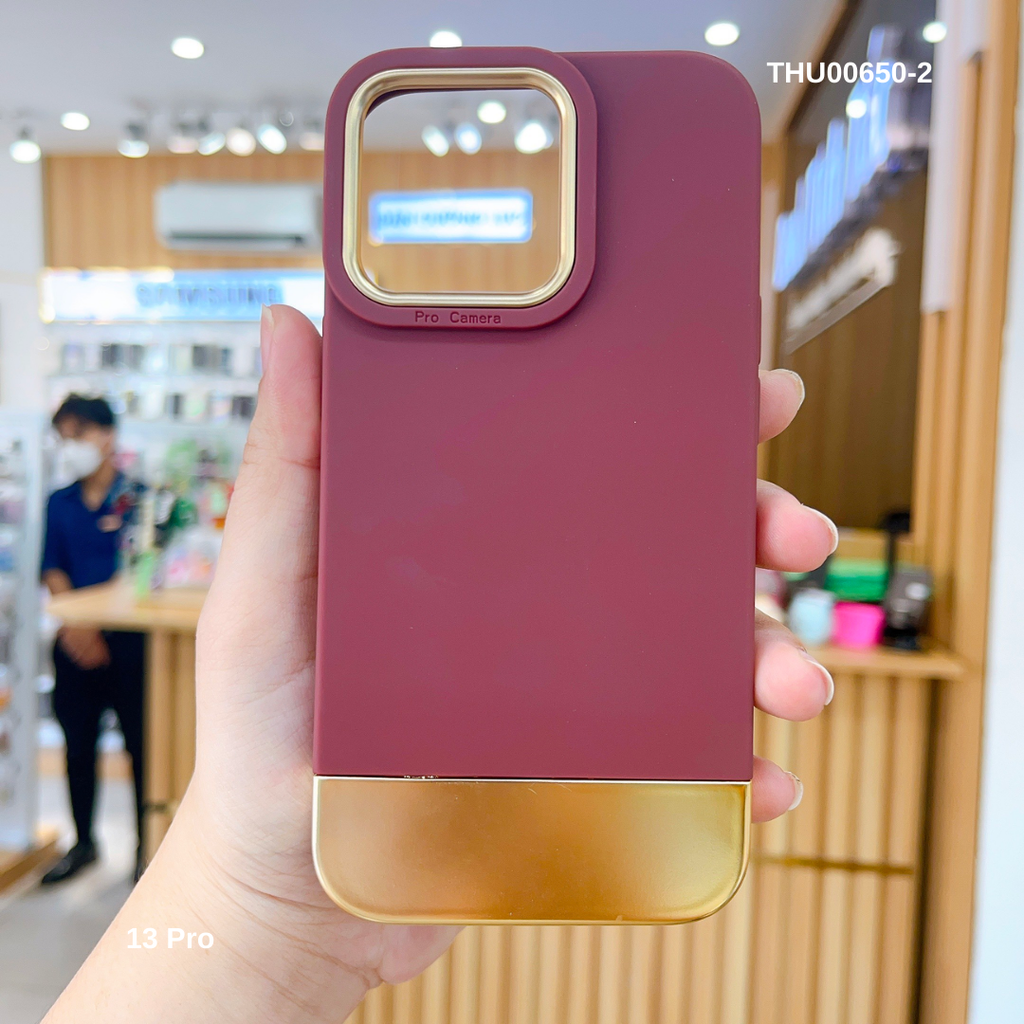 ** Ốp IP 13 Pro Dẻo mịn màu viền gold