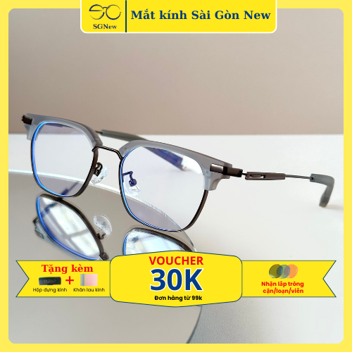 Gọng kính Mí Nam Kim loại x Nhựa dẻo SGNew 179
