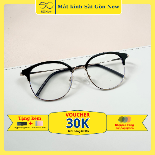 Gọng kính Mí Kim loại x Nhựa dẻo Nam Nữ Unisex SGNew 2660 Hàn Quốc