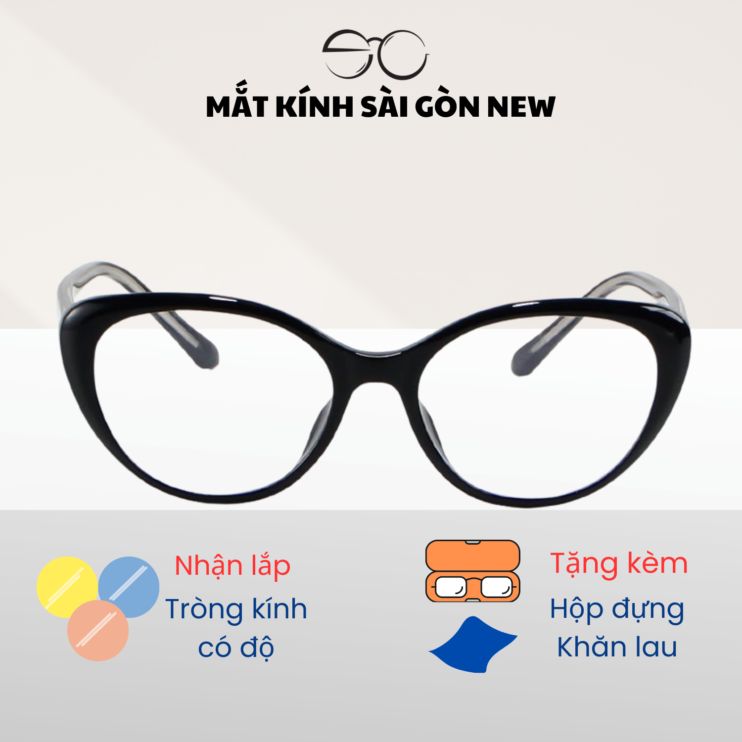 Gọng kính Mắt mèo Kim loại x Nhựa dẻo gọng kính Nữ cao cấp SGNew 7002