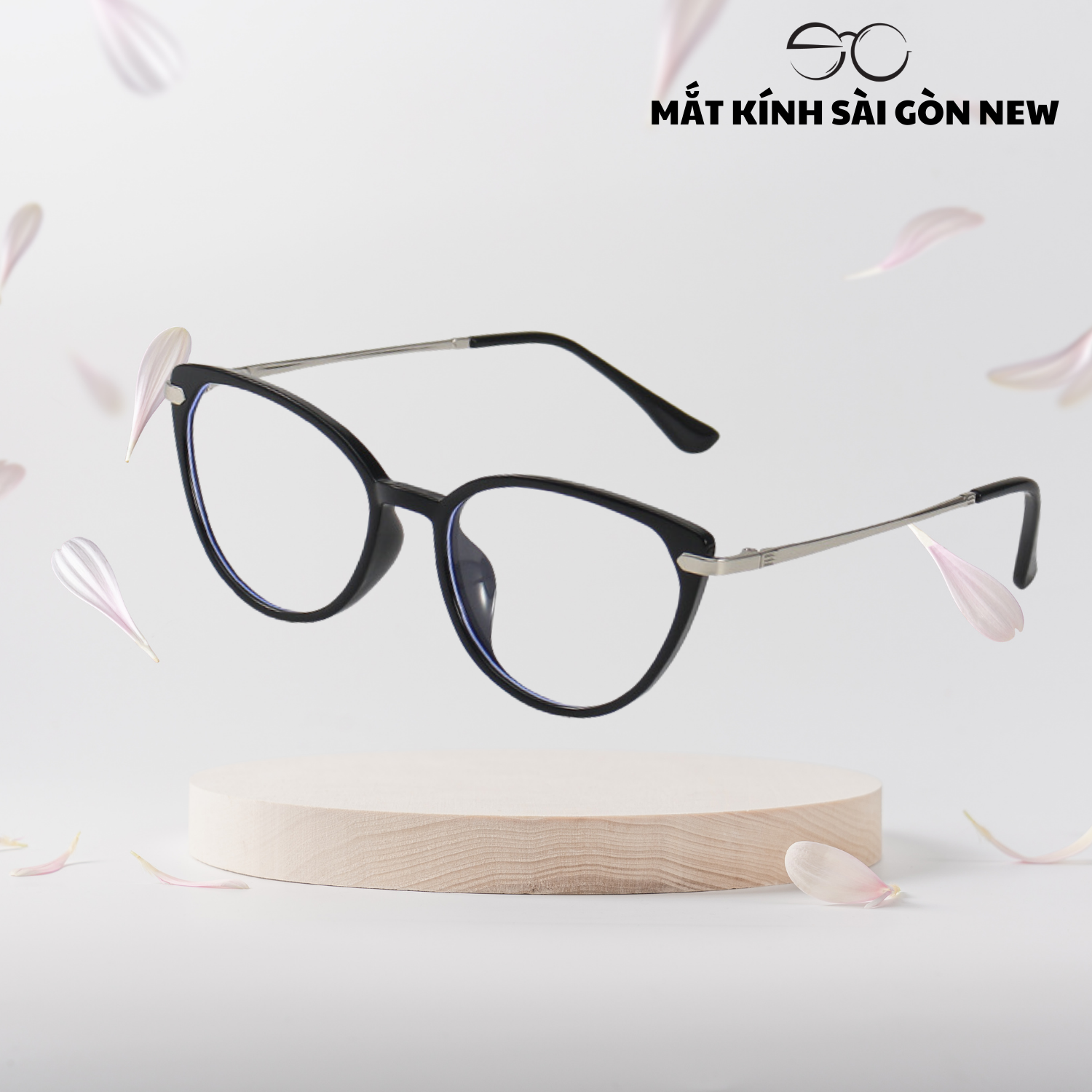 Gọng kính Mắt mèo Kim loại x Nhựa dẻo gọng kính Nữ cao cấp SGNew 8220