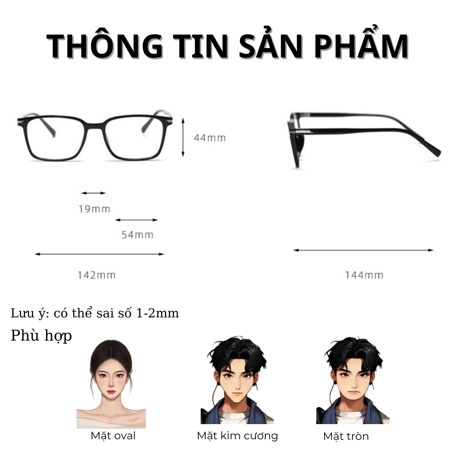 Gọng kính Nhựa dẻo Vuông Basic Nam nữ Unisex SGNew 83040