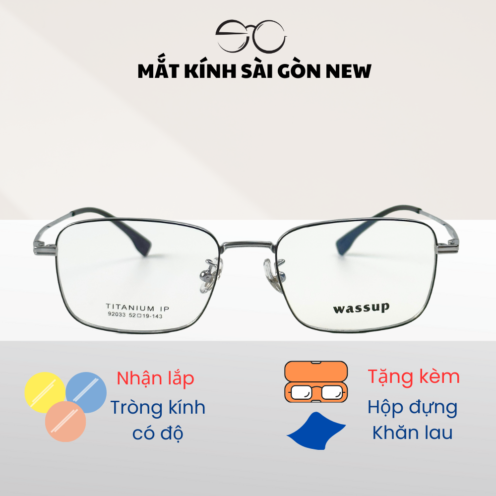 Gọng kính Titanium Vuông Viền mảnh Không rỉ sét Nam Nữ Unisex SGNew 92033