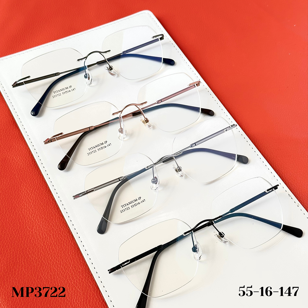 Gọng kính khoan Không viền Titanium Không rỉ Nam Nữ Unisex SGNew 3722