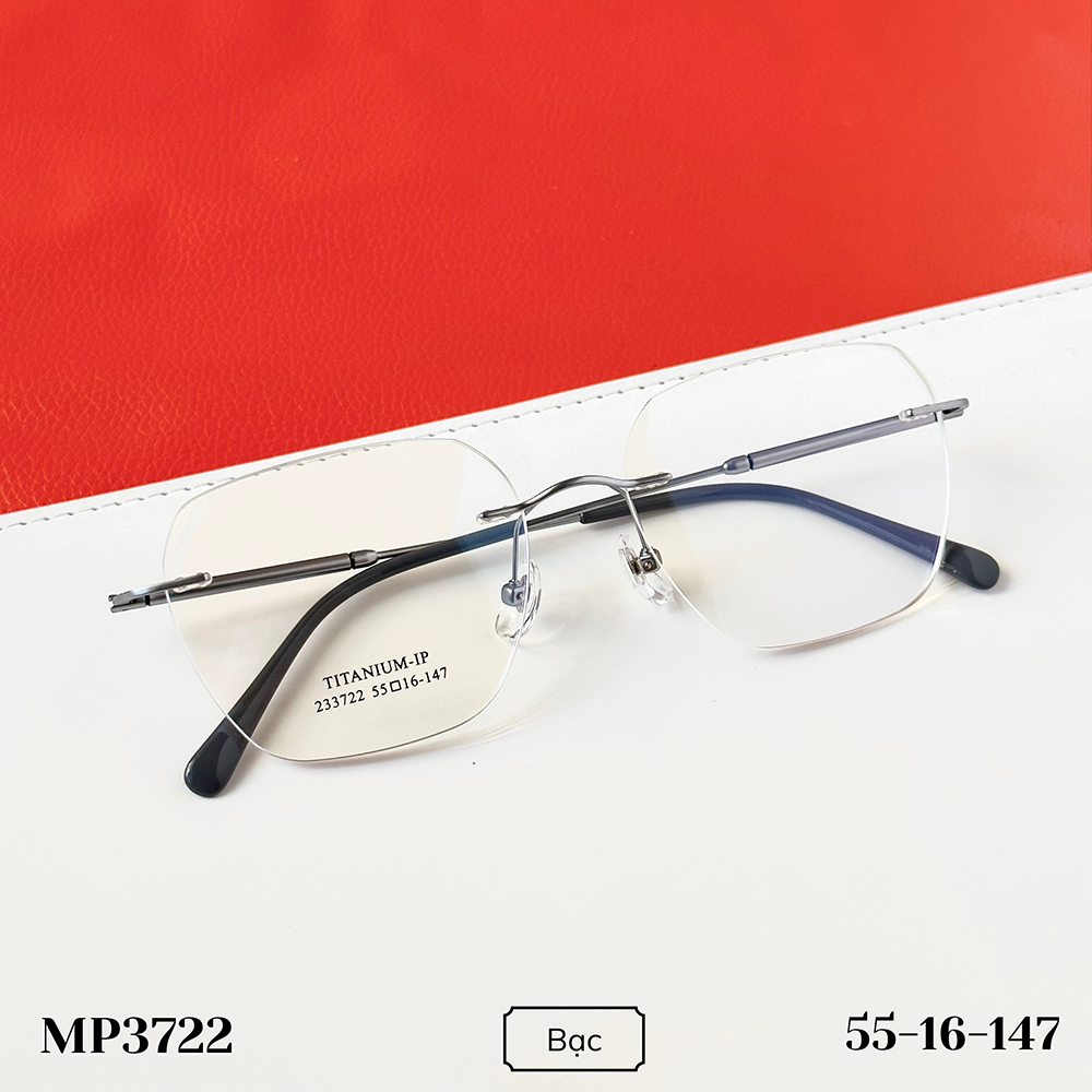 Gọng kính khoan Không viền Titanium Không rỉ Nam Nữ Unisex SGNew 3722