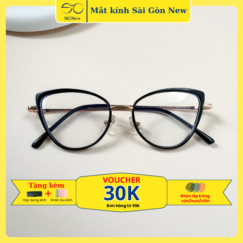 Gọng kính Kim loại x Nhựa dẻo Mèo nhỏ Nam Nữ Unisex SGNew 2993