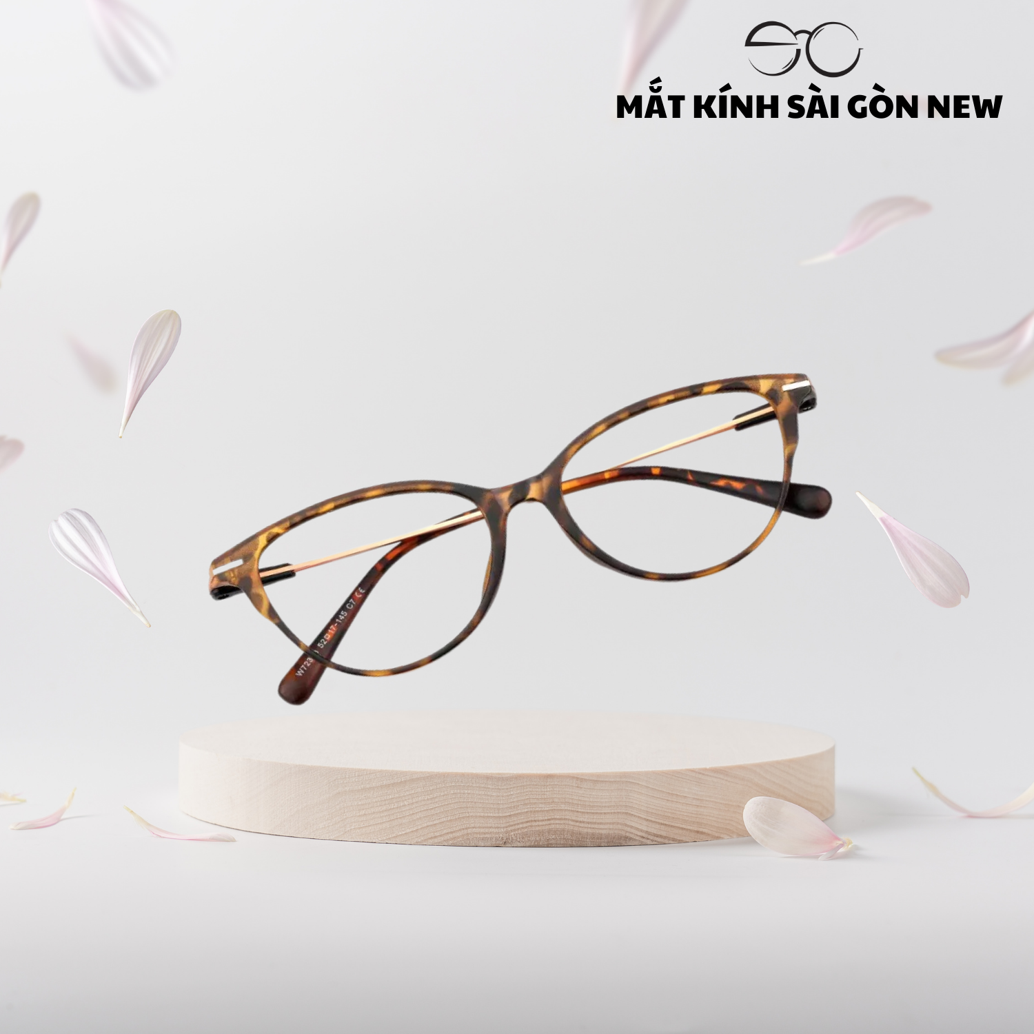 Gọng kính Mắt mèo Kim loại x Nhựa dẻo gọng kính Nữ cao cấp SGNew 72358