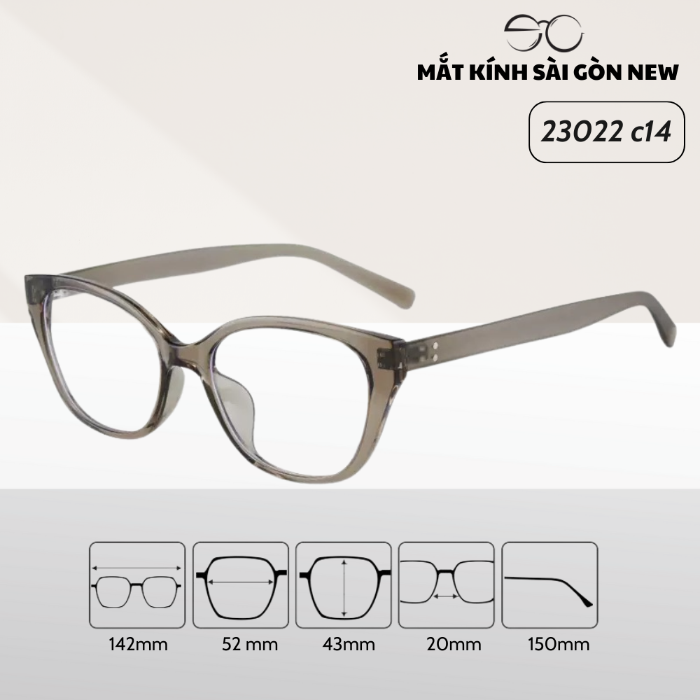 Gọng kính Kim loại Mắt mèo Dáng góc cạnh Nam Nữ Unisex SGNew 23022