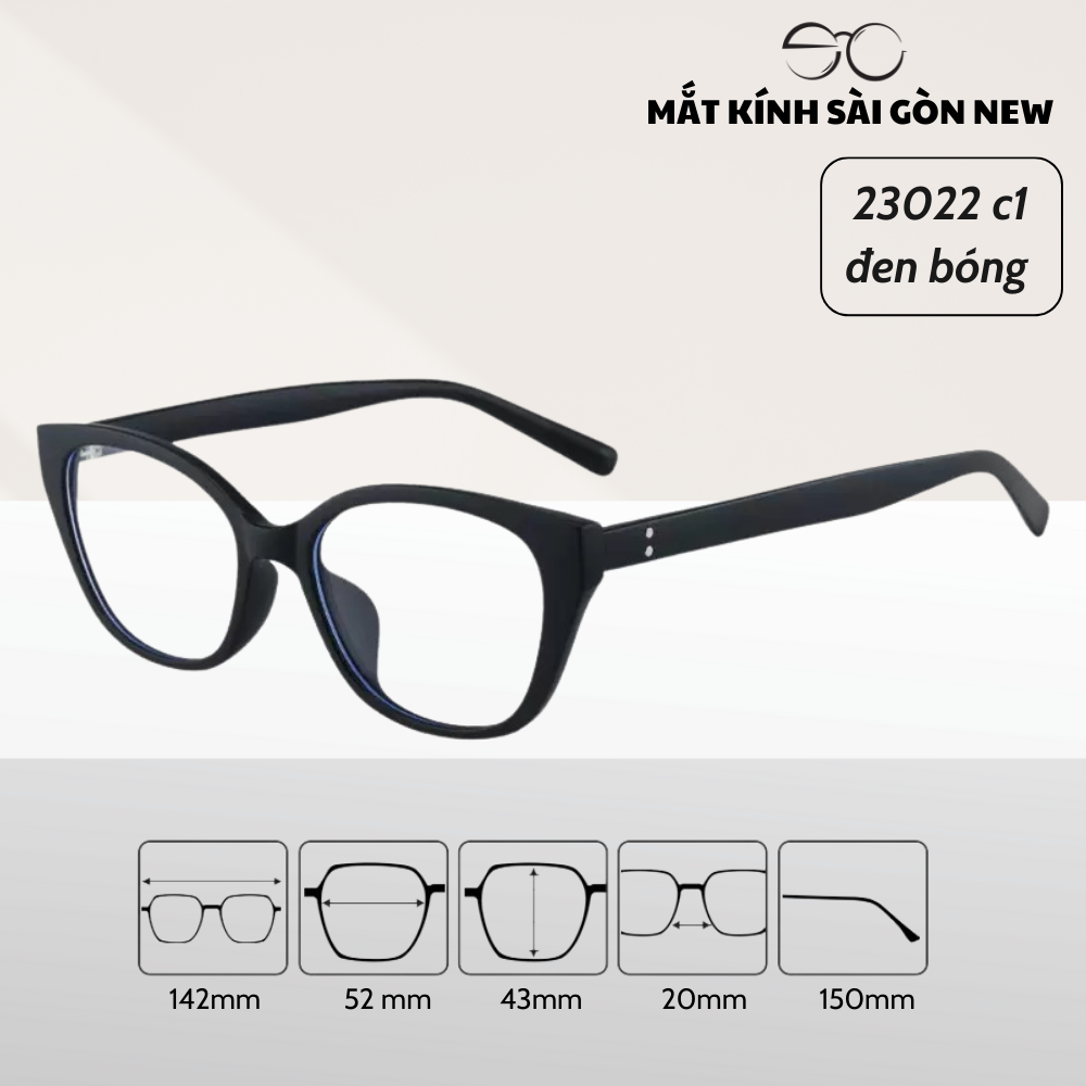 Gọng kính Kim loại Mắt mèo Dáng góc cạnh Nam Nữ Unisex SGNew 23022