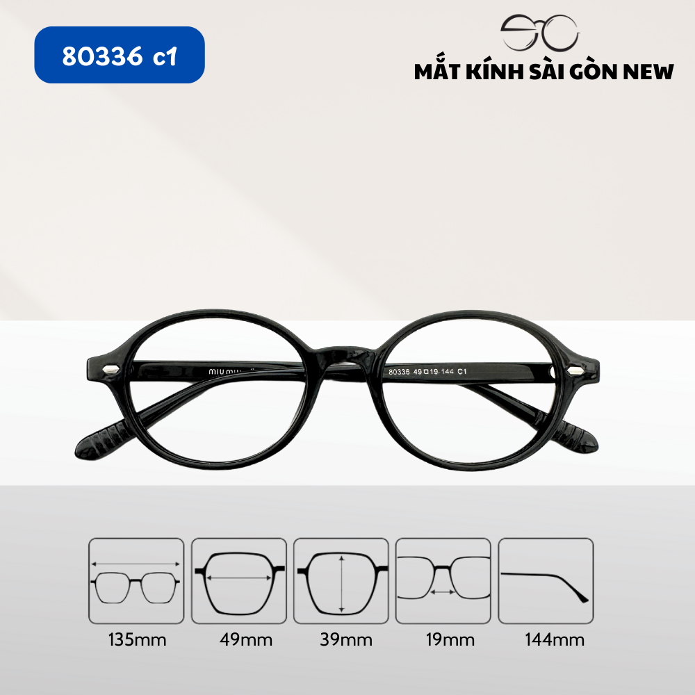 Gọng kính mắt Oval Nhựa dẻo Nam Nữ Unisex SGNew 80336