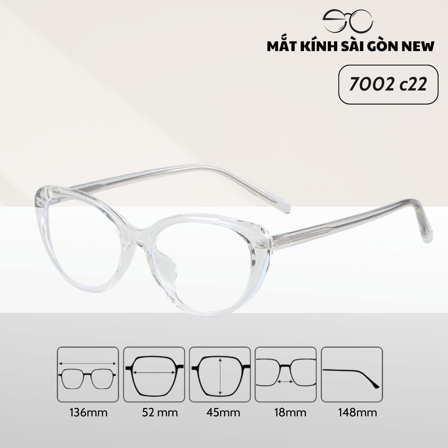 Gọng kính Mắt mèo Kim loại x Nhựa dẻo gọng kính Nữ cao cấp SGNew 7002