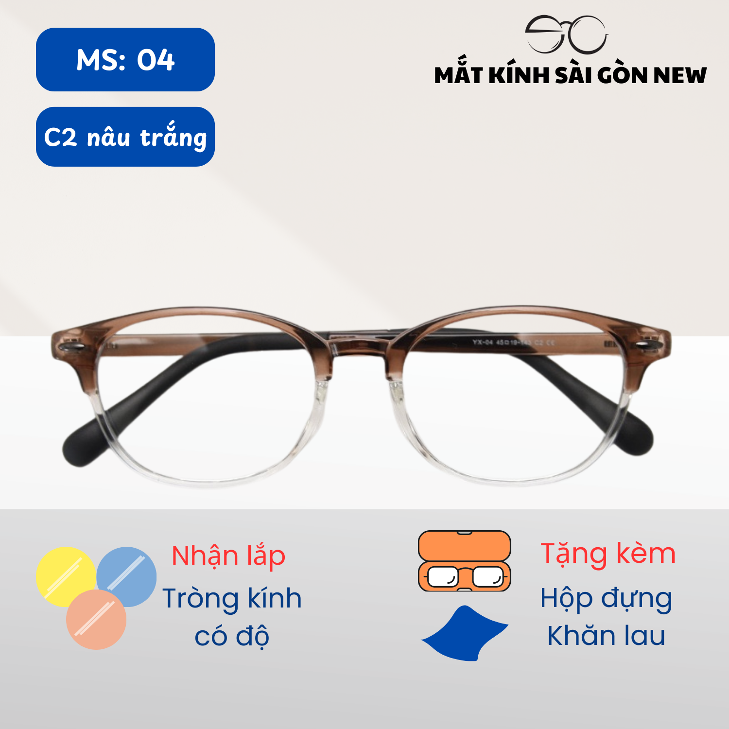 Gọng kính Nhựa dẻo Retro Nam nữ Unisex SGNew 04