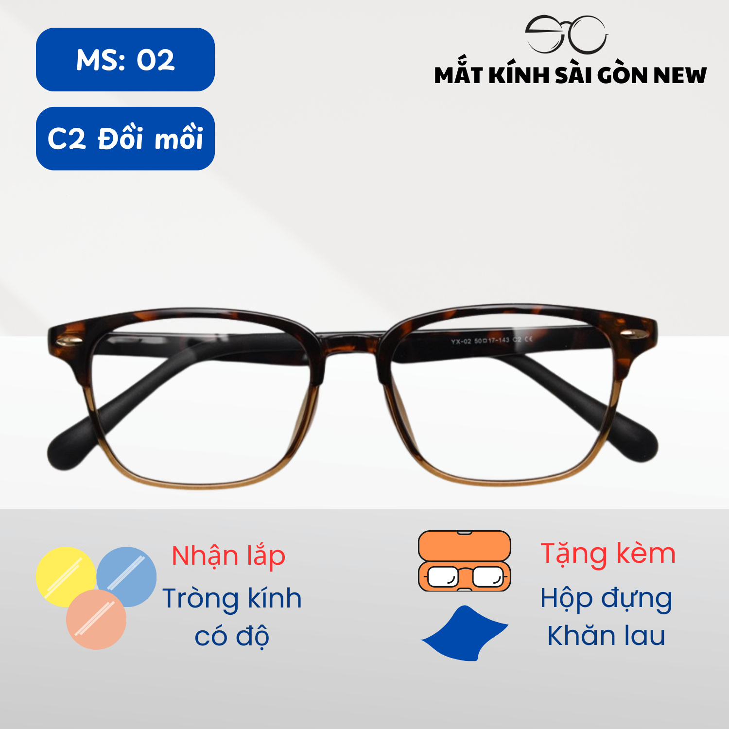 Gọng kính Nhựa dẻo Phong cách Retro Nam nữ Unisex SGNew 02