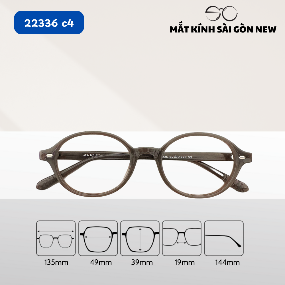 Gọng kính mắt Oval Nhựa dẻo Nam Nữ Unisex SGNew 80336