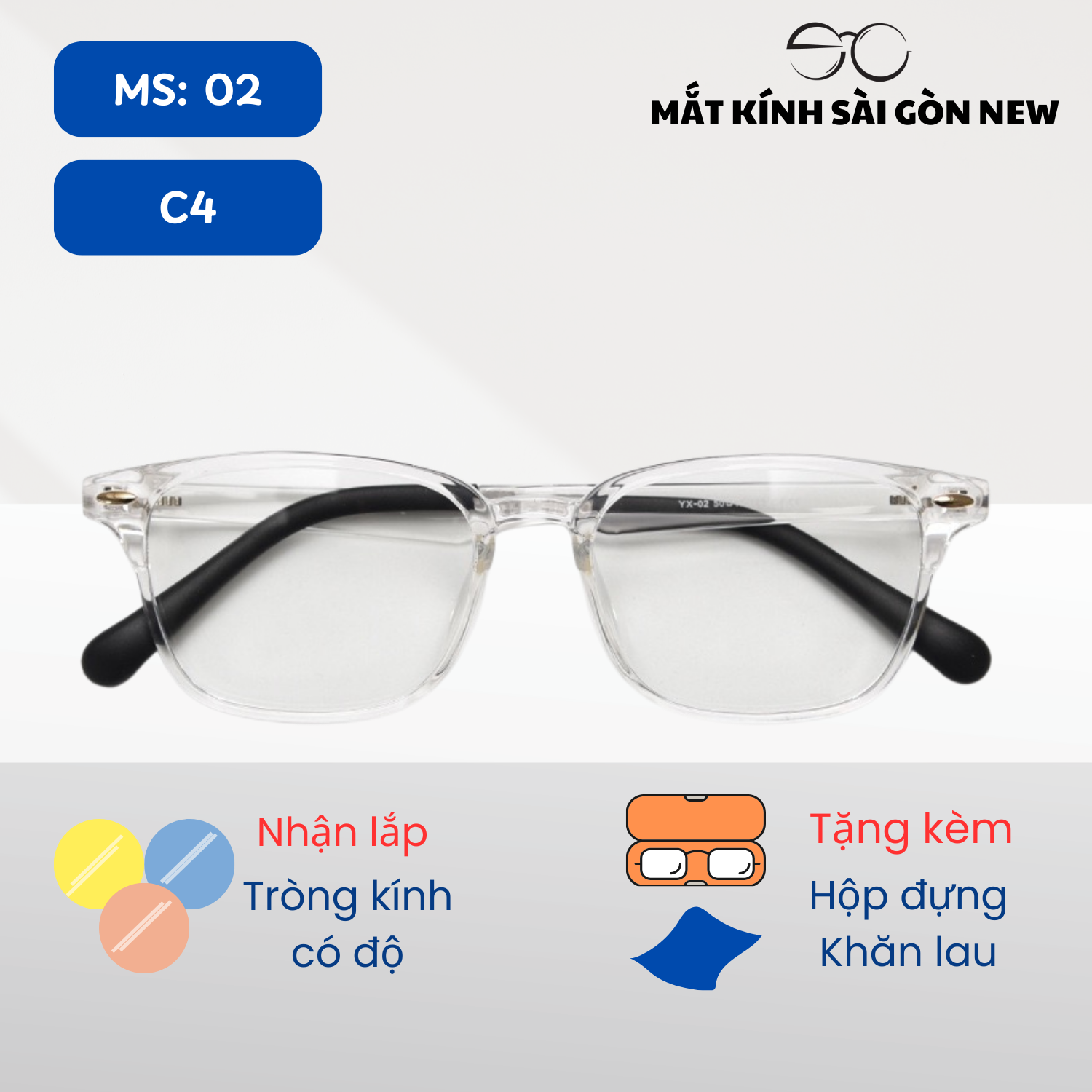 Gọng kính Nhựa dẻo Phong cách Retro Nam nữ Unisex SGNew 02