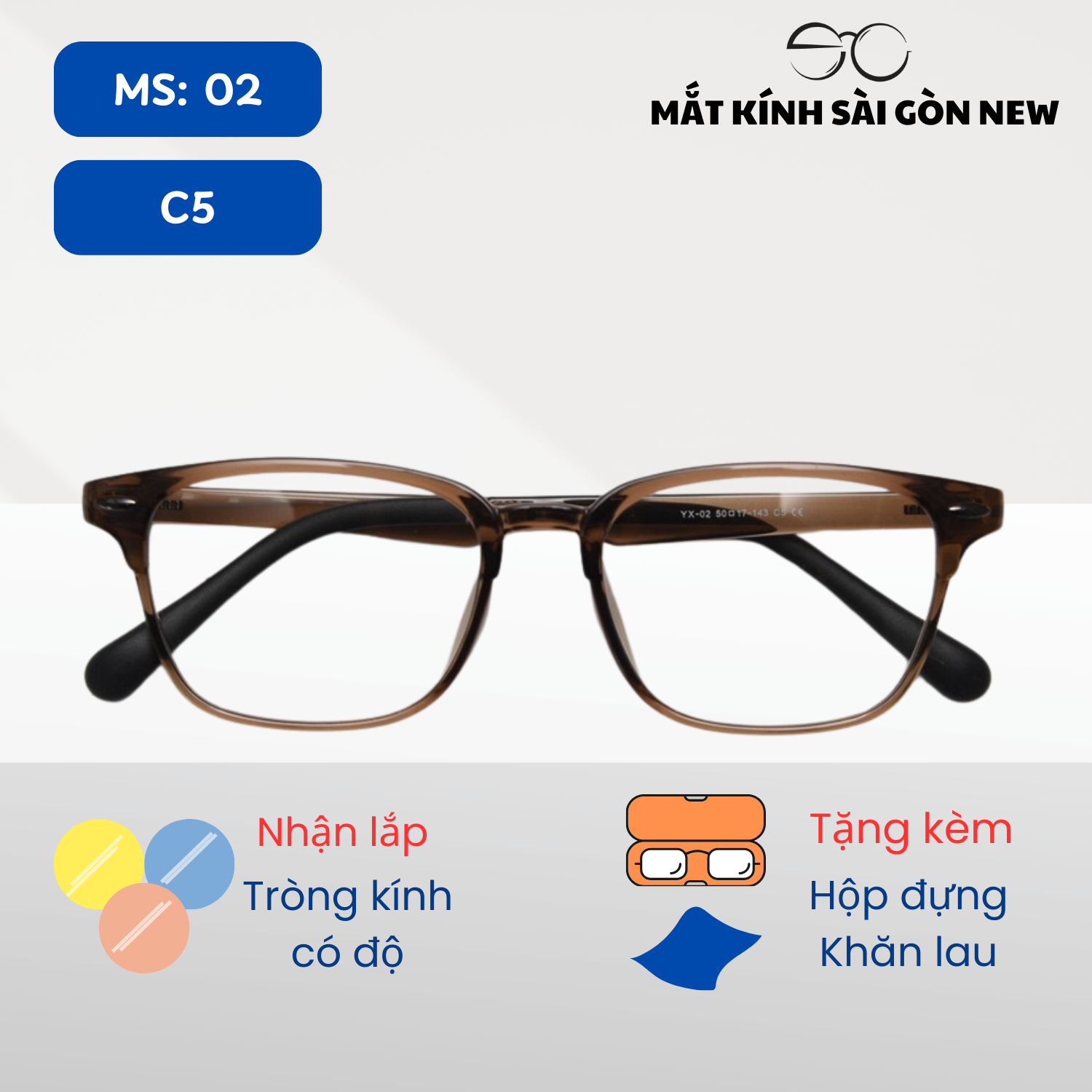 Gọng kính Nhựa dẻo Phong cách Retro Nam nữ Unisex SGNew 02