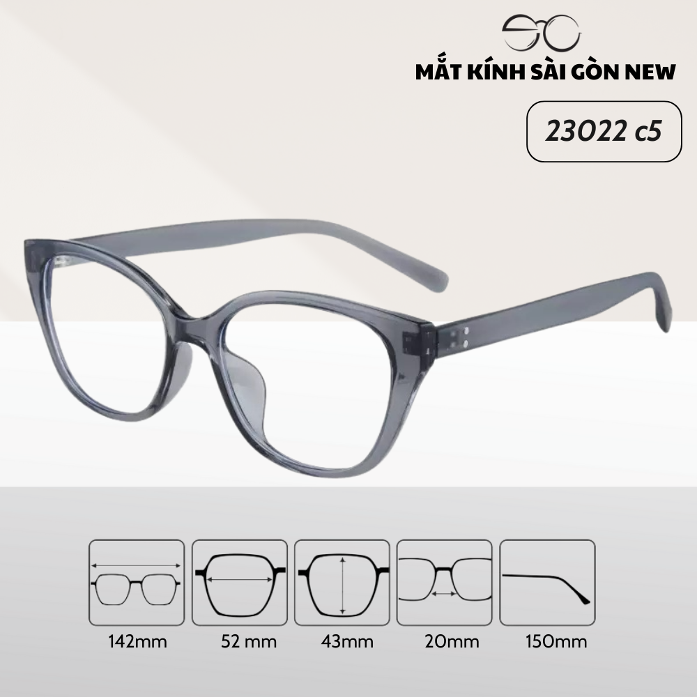 Gọng kính Kim loại Mắt mèo Dáng góc cạnh Nam Nữ Unisex SGNew 23022