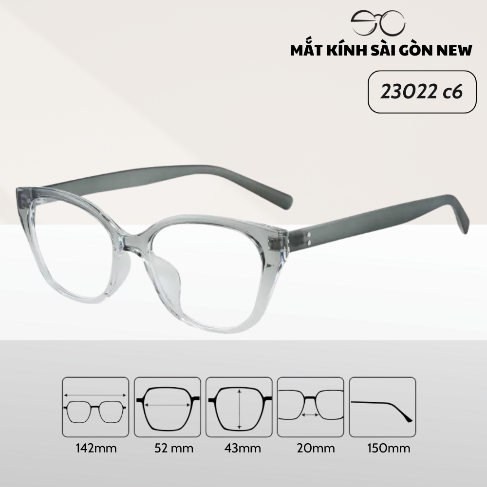 Gọng kính Kim loại Mắt mèo Dáng góc cạnh Nam Nữ Unisex SGNew 23022
