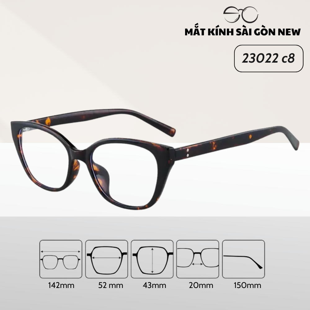 Gọng kính Kim loại Mắt mèo Dáng góc cạnh Nam Nữ Unisex SGNew 23022