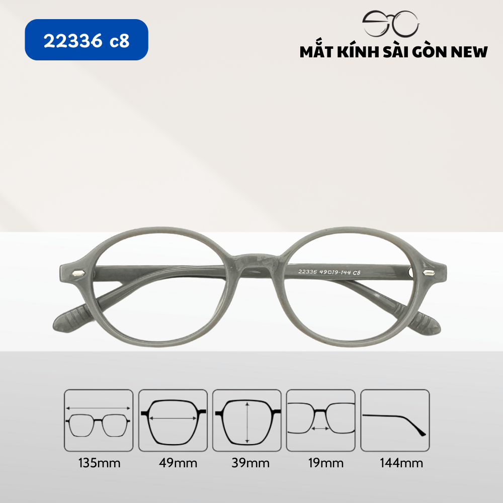 Gọng kính mắt Oval Nhựa dẻo Nam Nữ Unisex SGNew 80336