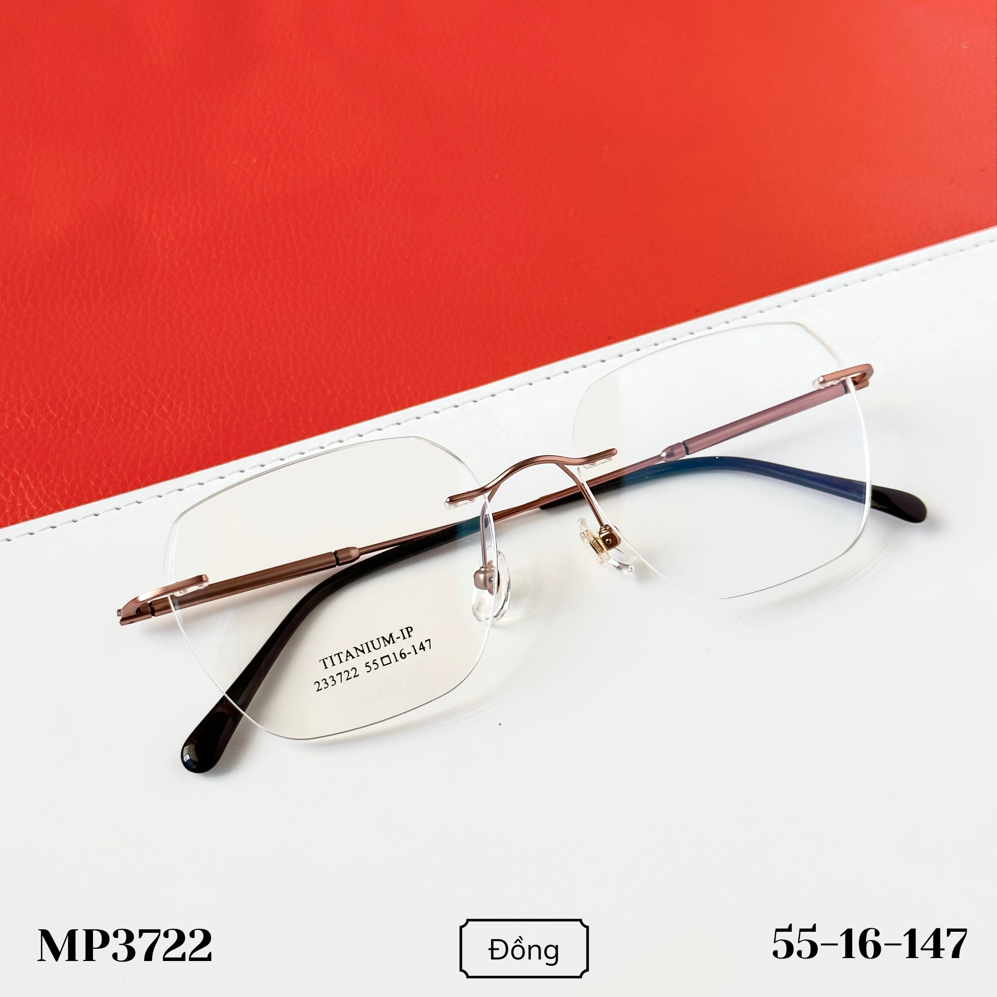 Gọng kính khoan Không viền Titanium Không rỉ Nam Nữ Unisex SGNew 3722