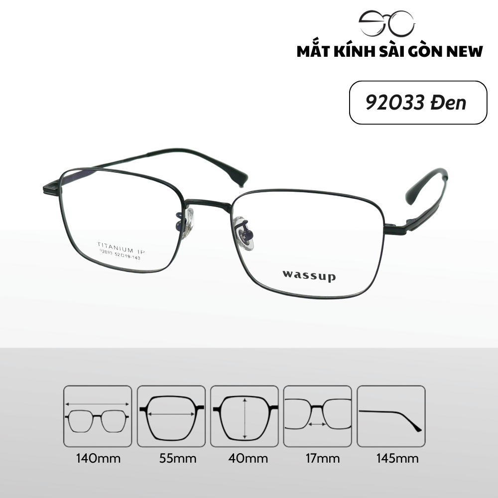 Gọng kính Titanium Vuông Viền mảnh Không rỉ sét Nam Nữ Unisex SGNew 92033