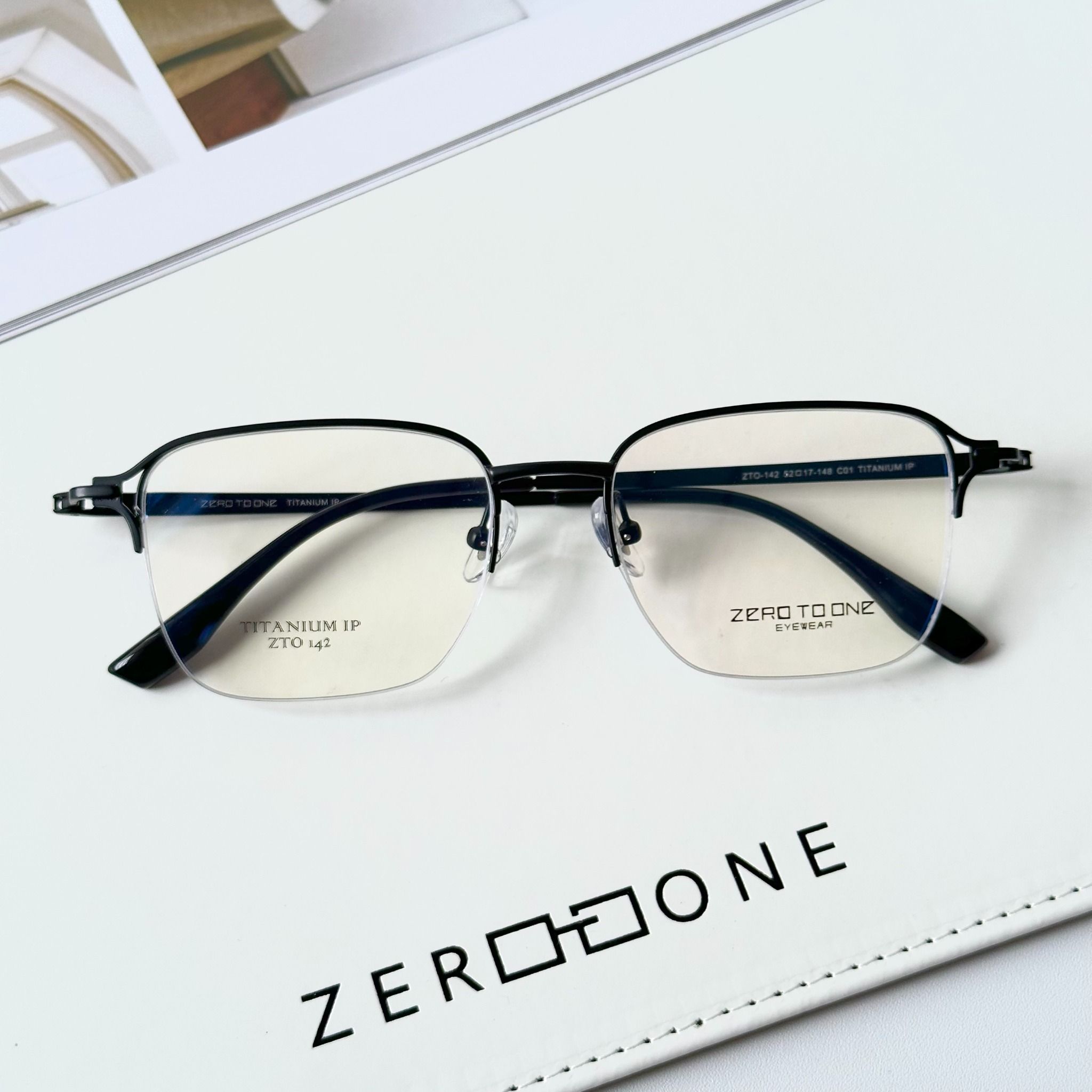 Gọng kính Titanium Nửa khung cước Nam Nữ Unisex SGNew Zto142