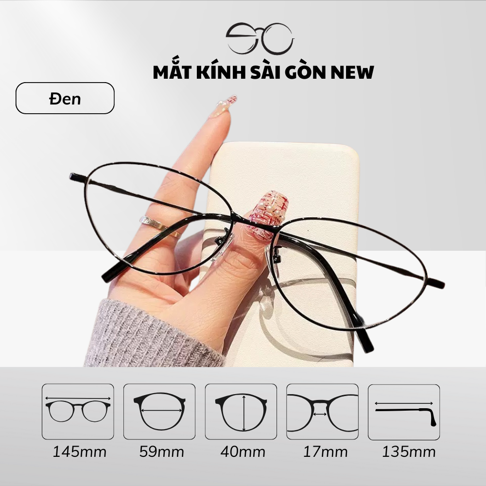 Gọng kính Kim loại Mắt mèo Trend Nam Nữ Unisex SGNew Kl01