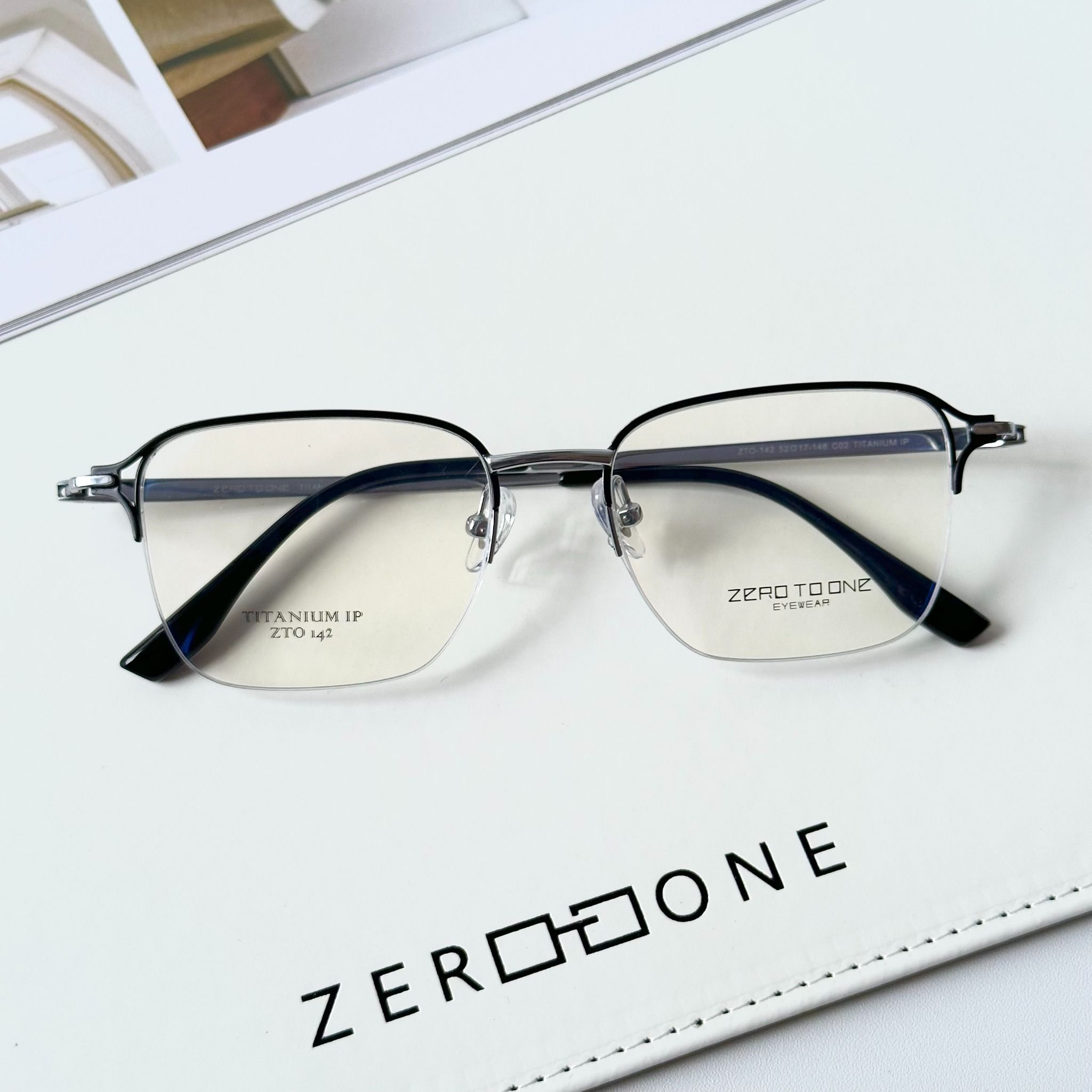 Gọng kính Titanium Nửa khung cước Nam Nữ Unisex SGNew Zto142