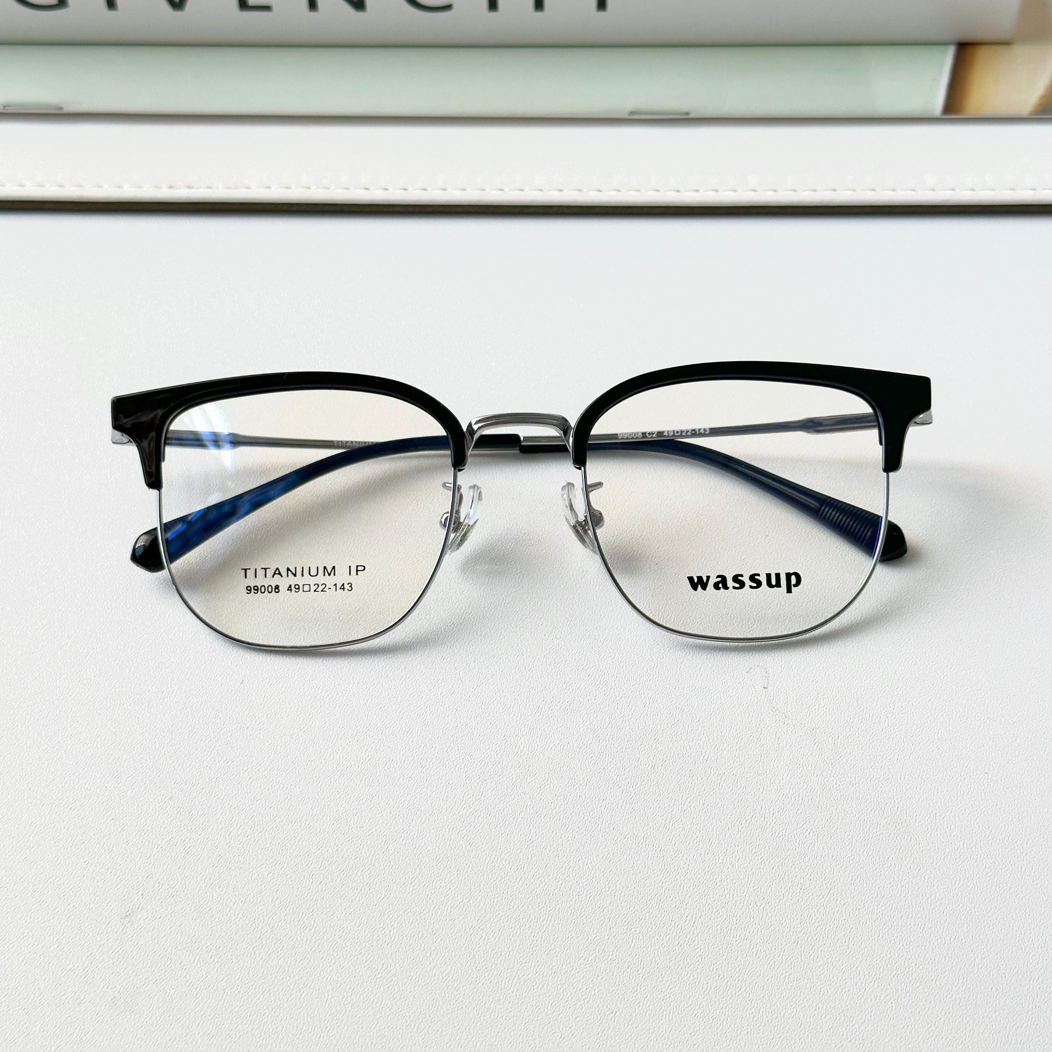 Gọng kính Titanium Clubmaster Nam Nữ Unisex SGNew 9008 Hàn Quốc
